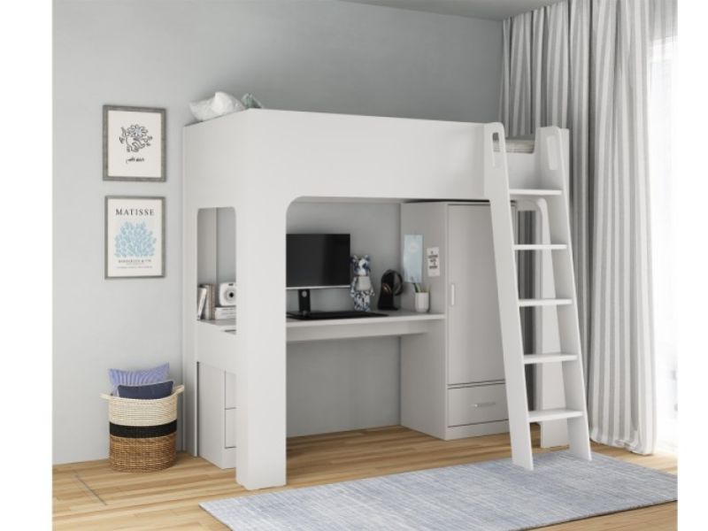 Flintshire Eden Grey Wooden High Sleeper Bed