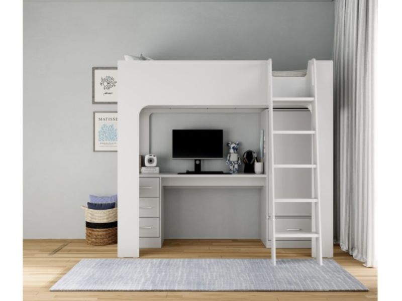 Flintshire Eden Grey Wooden High Sleeper Bed