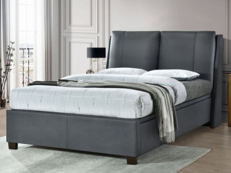 Flintshire Ashleigh 4ft6 Double Grey PU Leather Ottoman Bed