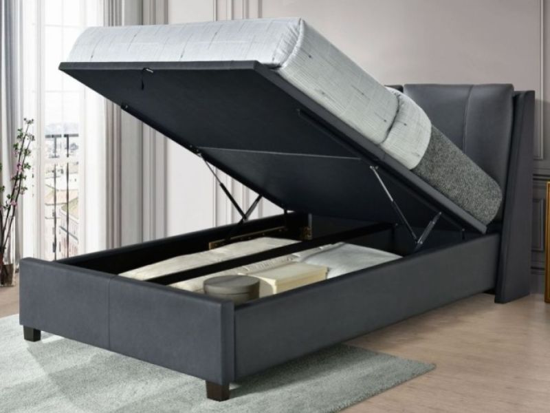 Flintshire Ashleigh 4ft6 Double Grey PU Leather Ottoman Bed