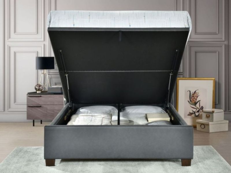 Flintshire Ashleigh 4ft6 Double Grey PU Leather Ottoman Bed
