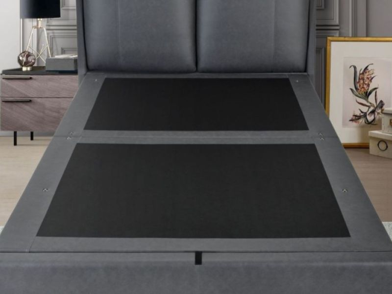 Flintshire Ashleigh 4ft6 Double Grey PU Leather Ottoman Bed