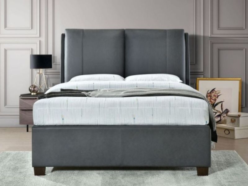 Flintshire Ashleigh 4ft6 Double Grey PU Leather Ottoman Bed