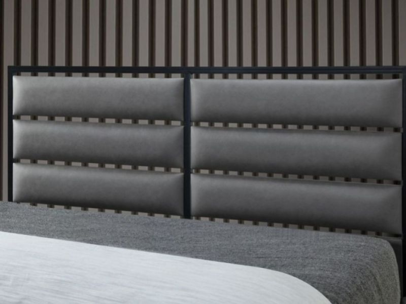 Flintshire Marford 4ft6 Double Grey PU Leather And Metal Bed