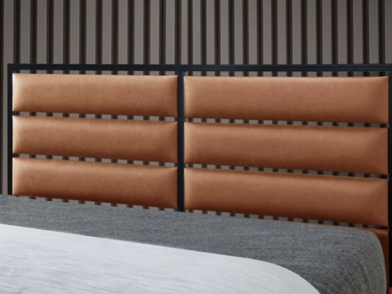 Flintshire Marford 4ft6 Double Tan PU Leather And Metal Bed