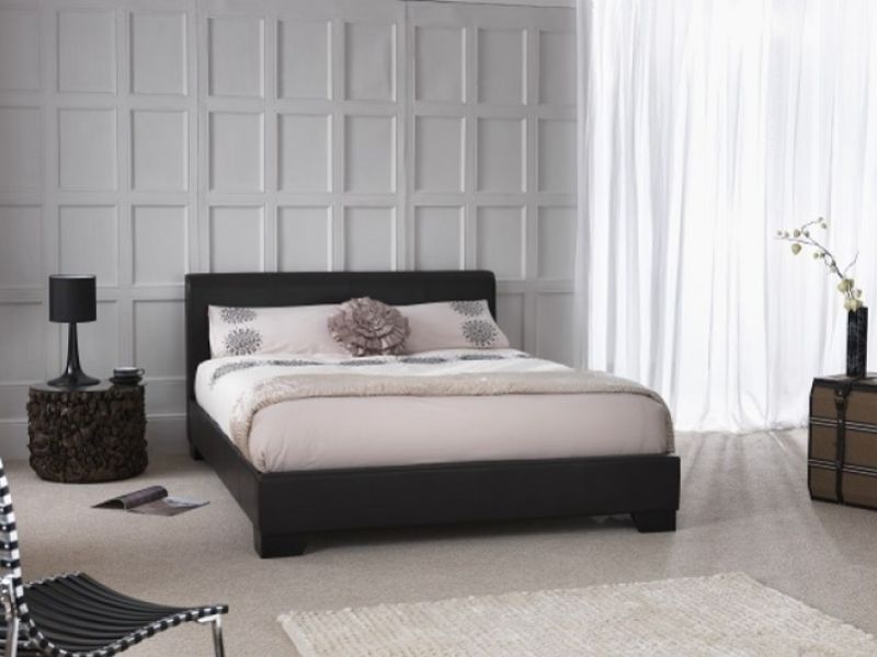 Serene Parma 4ft Small Double Brown Faux Leather Bed Frame
