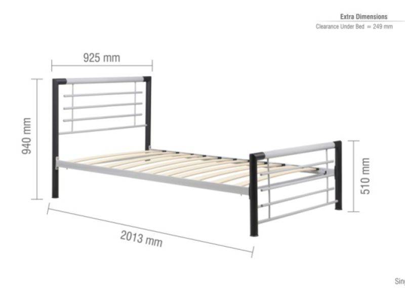 Birlea Faro 3ft Single Black And Silver Metal Bed Frame