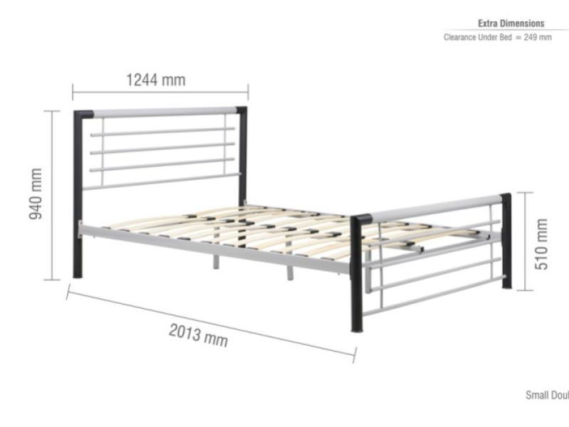 Birlea Faro 4ft Small Double Black And Silver Metal Bed Frame