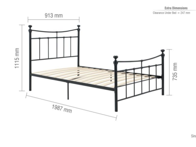 Birlea Emily 3ft Single Black Metal Bed Frame