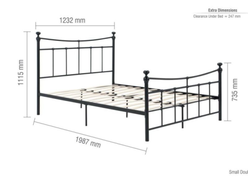 Birlea Emily 4ft Small Double Black Metal Bed Frame