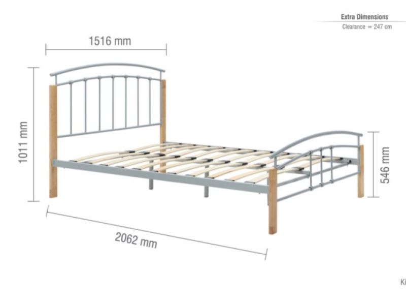Birlea Tetras 5ft Kingsize Silver Metal Bed Frame