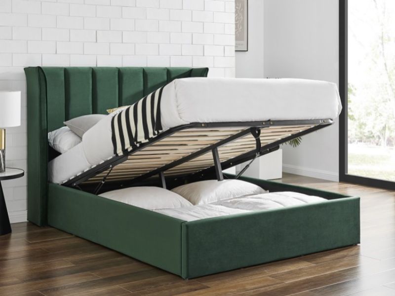 Limelight Polaris 4ft6 Double Emerald Green Fabric Ottoman Bed Frame