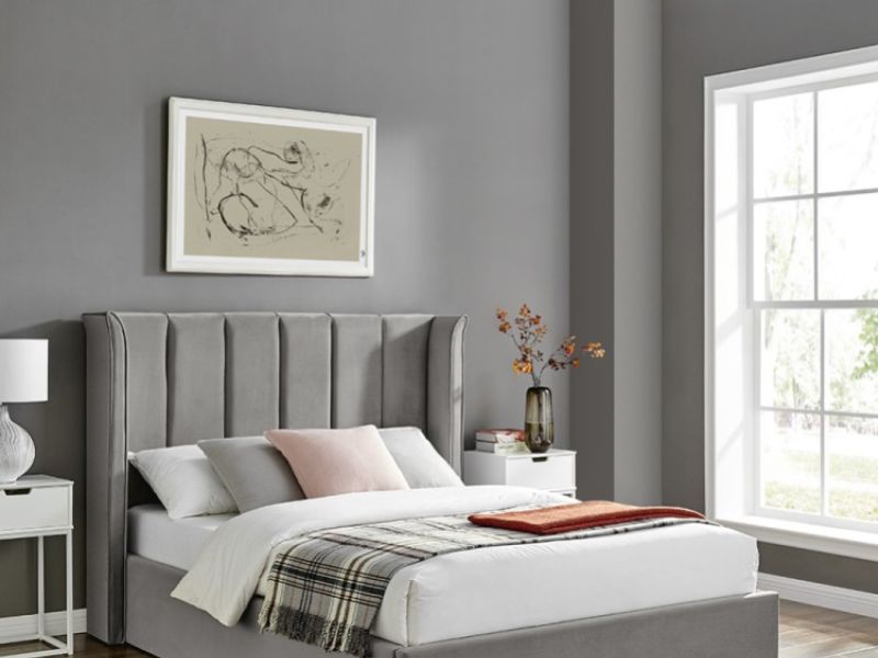 Limelight Polaris 4ft6 Double Silver Fabric Ottoman Bed Frame