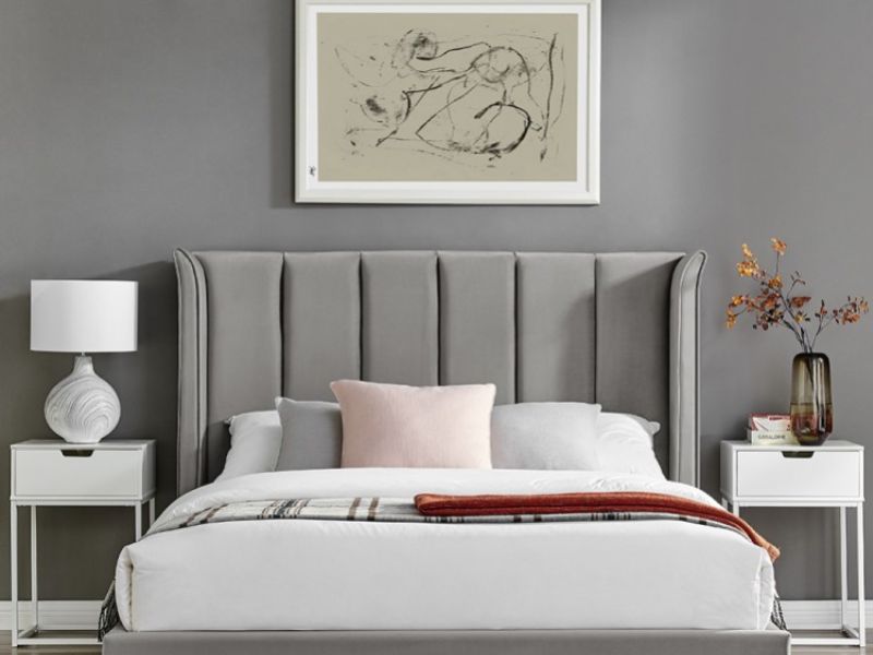 Limelight Polaris 4ft6 Double Silver Fabric Ottoman Bed Frame