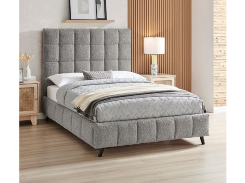 Limelight Starla Square 4ft6 Double Dove Grey Boucle Fabric Bed Frame