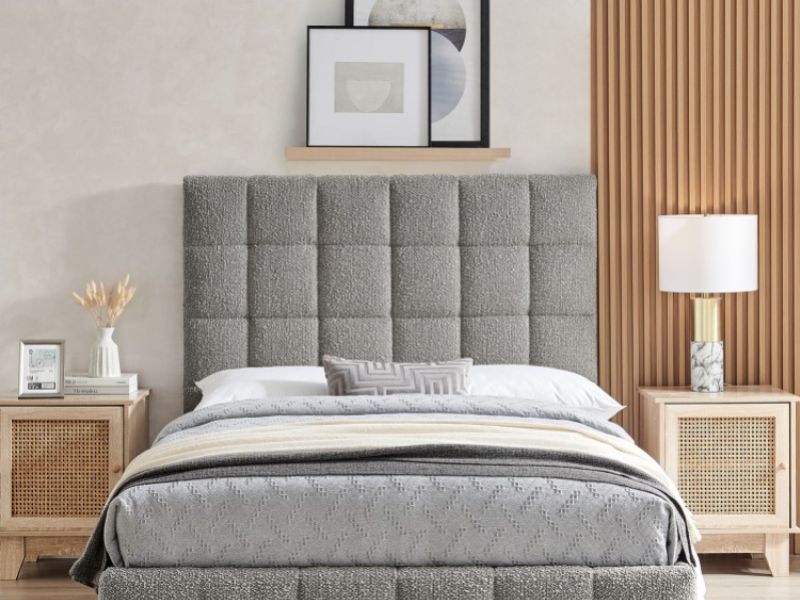 Limelight Starla Square 4ft6 Double Dove Grey Boucle Fabric Bed Frame