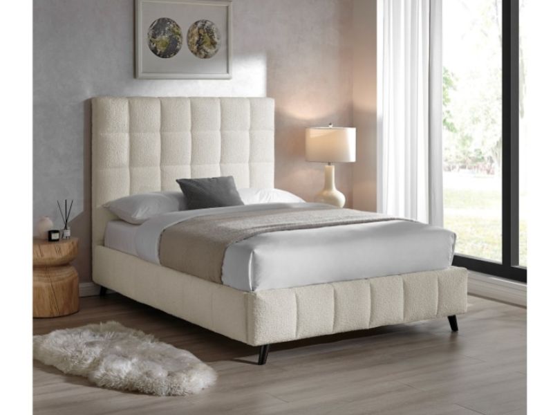Limelight Starla Square 4ft6 Double Ivory Boucle Fabric Bed Frame