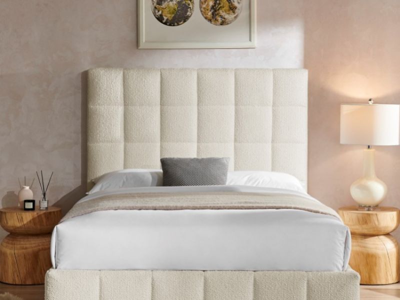 Limelight Starla Square 4ft6 Double Ivory Boucle Fabric Bed Frame