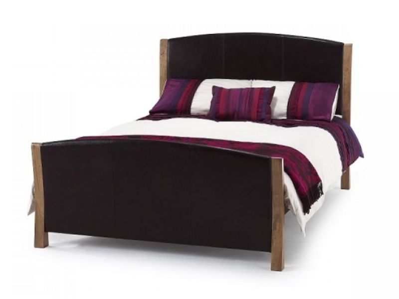 Serene Milano 4ft6 Double Brown Faux Leather Bed Frame