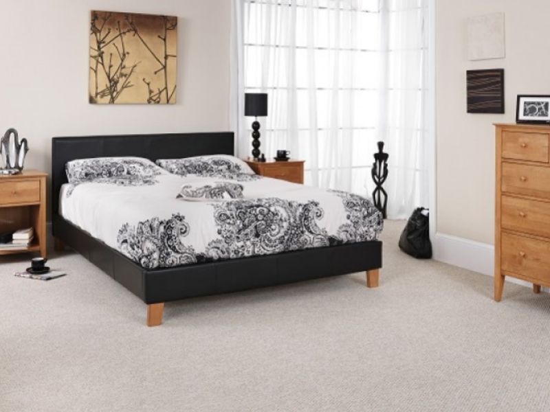 Serene Tivoli 4ft6 Double Black Faux Leather Bed Frame