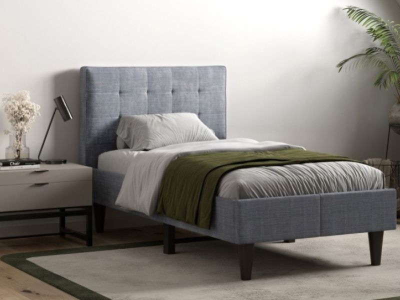 Flair Furnishings Perth 3ft Single Grey Fabric Bed Frame