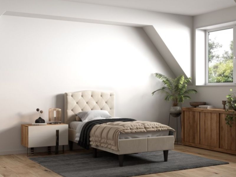Flair Furnishings Barkby 3ft Single Beige Fabric Bed Frame