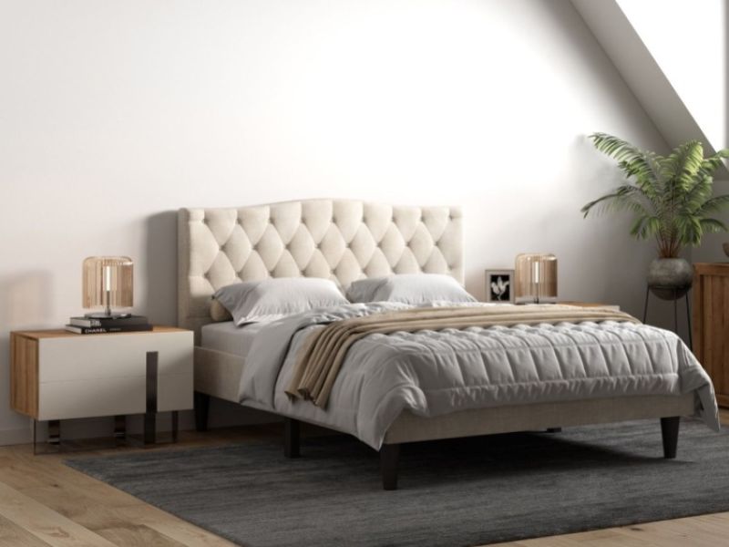 Flair Furnishings Barkby 4ft6 Double Beige Fabric Bed Frame