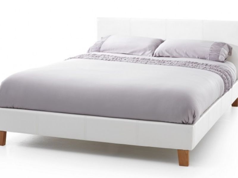 Serene Tivoli 4ft Small Double White Faux Leather Bed Frame