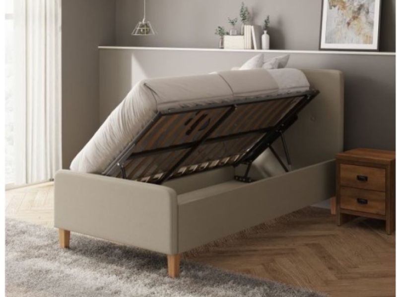 GFW Ashbourne 3ft Single Natural Fabric Side Lift Ottoman Bed Frame