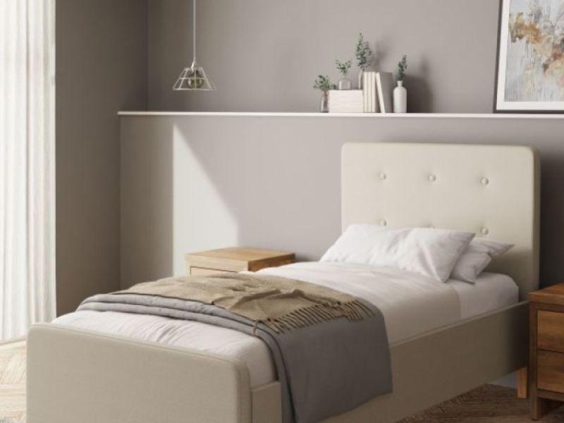 GFW Ashbourne 3ft Single Natural Fabric Side Lift Ottoman Bed Frame