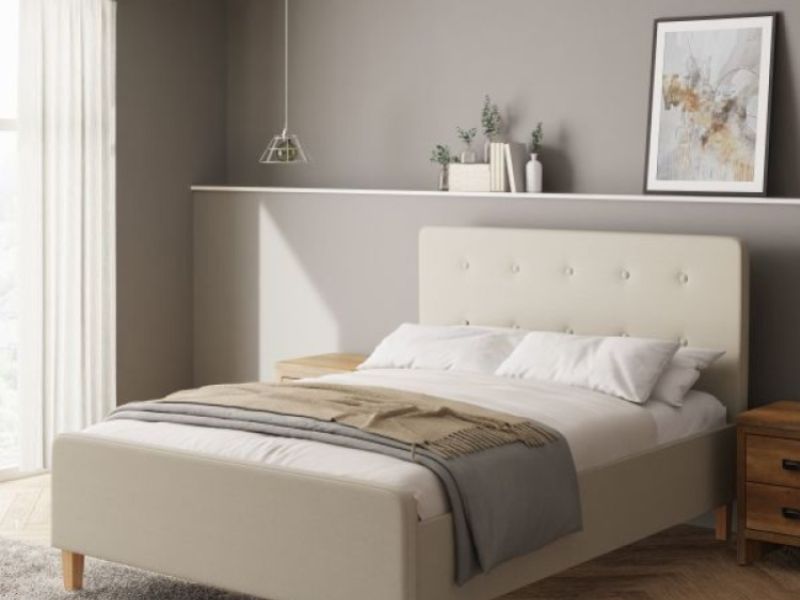GFW Ashbourne 4ft6 Double Natural Fabric Side Lift Ottoman Bed Frame
