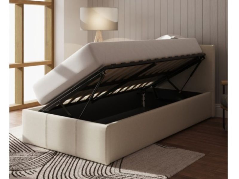 GFW Side Lift Ottoman 3ft Single Natural Fabric Bed Frame