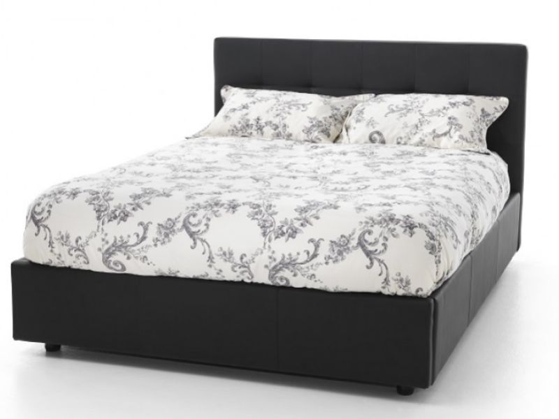 Serene Lucca 4ft Small Double Black Faux Leather Bed Frame