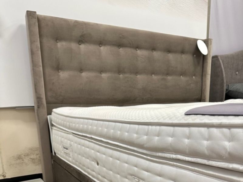 STORE CLEARANCE Silentnight Astral 6ft Superkingsize 3000 Mirapocket 4 Drawer Divan Bed And Bloomsbury Headboard In Mink