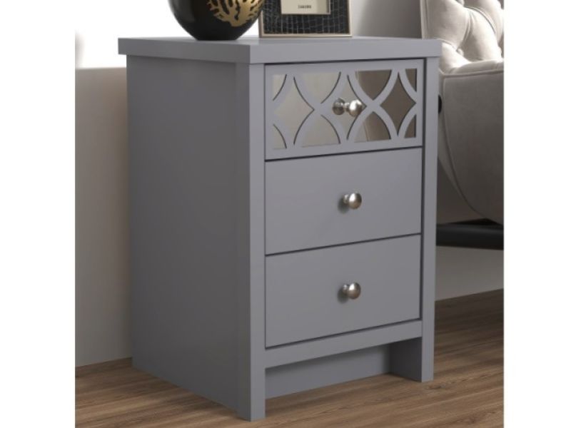 GFW Arianna 3 Drawer Bedside Table Cool Grey