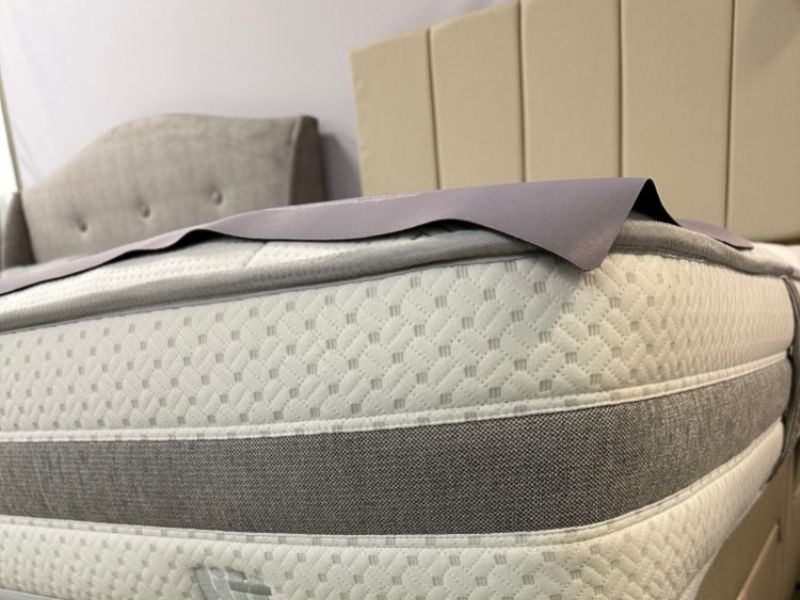 STORE CLEARANCE Silentnight Rejuvenate 4ft6 Double 1600 Mirapocket 4 Drawer Divan Bed And Brescia Headboard In Sandstone
