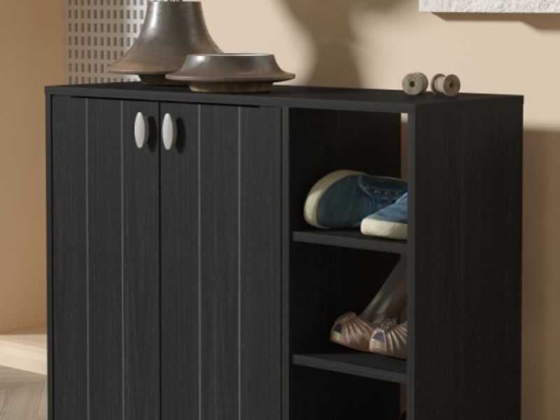 GFW Bideford Shoe Cabinet Rustick Black Oak Effect Finish