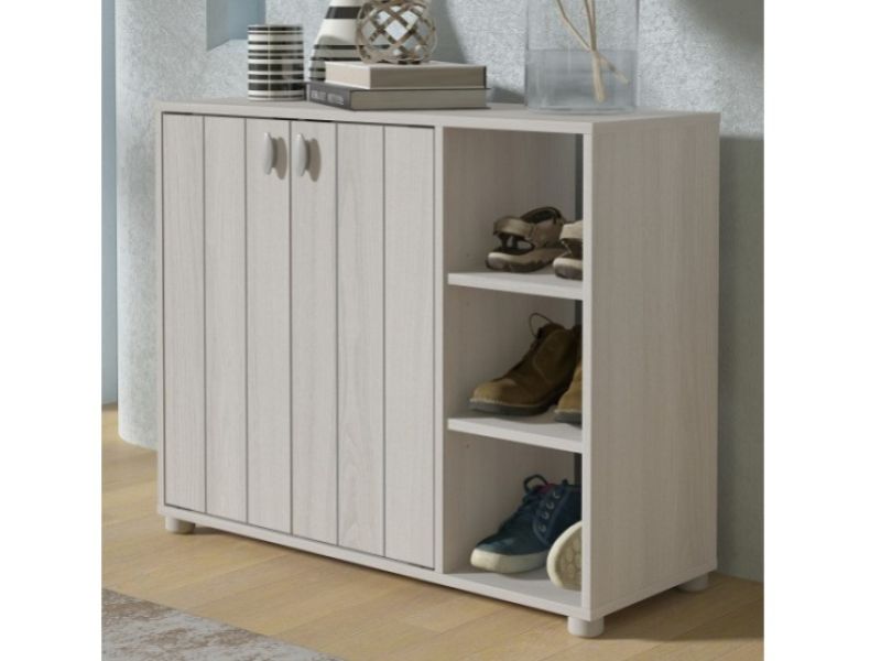 GFW Bideford Shoe Cabinet Warm Grey Oak Effect Finish