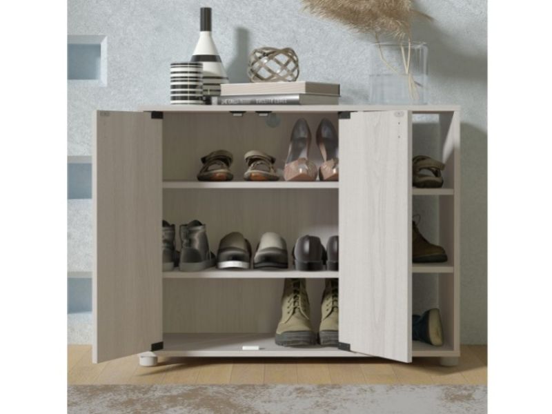 GFW Bideford Shoe Cabinet Warm Grey Oak Effect Finish