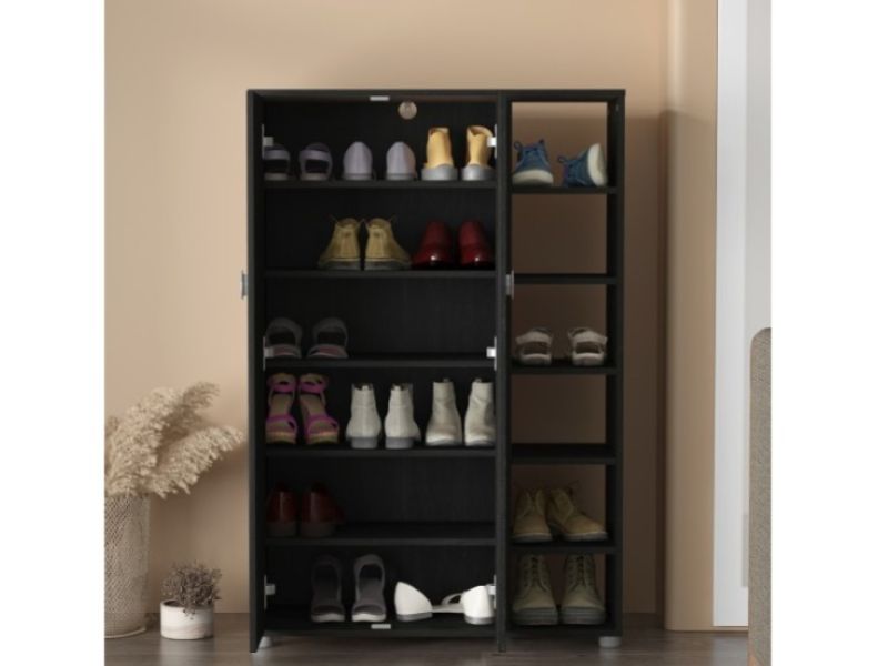 GFW Bideford Tall Shoe Cabinet Rustick Black Oak Effect Finish