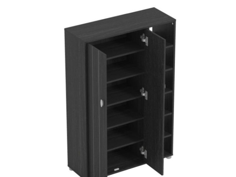 GFW Bideford Tall Shoe Cabinet Rustick Black Oak Effect Finish