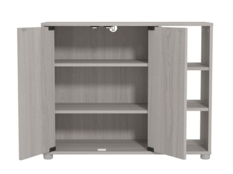 GFW Bideford Shoe Cabinet Warm Grey Oak Effect Finish