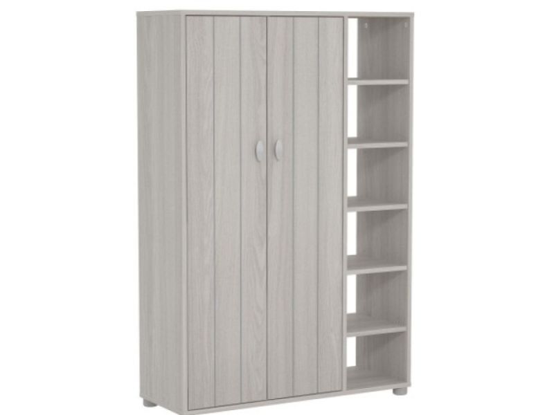 GFW Bideford Tall Shoe Cabinet Warm Grey Oak Effect Finish