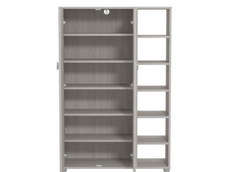 GFW Bideford Tall Shoe Cabinet Warm Grey Oak Effect Finish