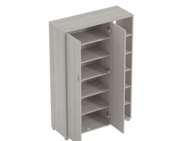 GFW Bideford Tall Shoe Cabinet Warm Grey Oak Effect Finish