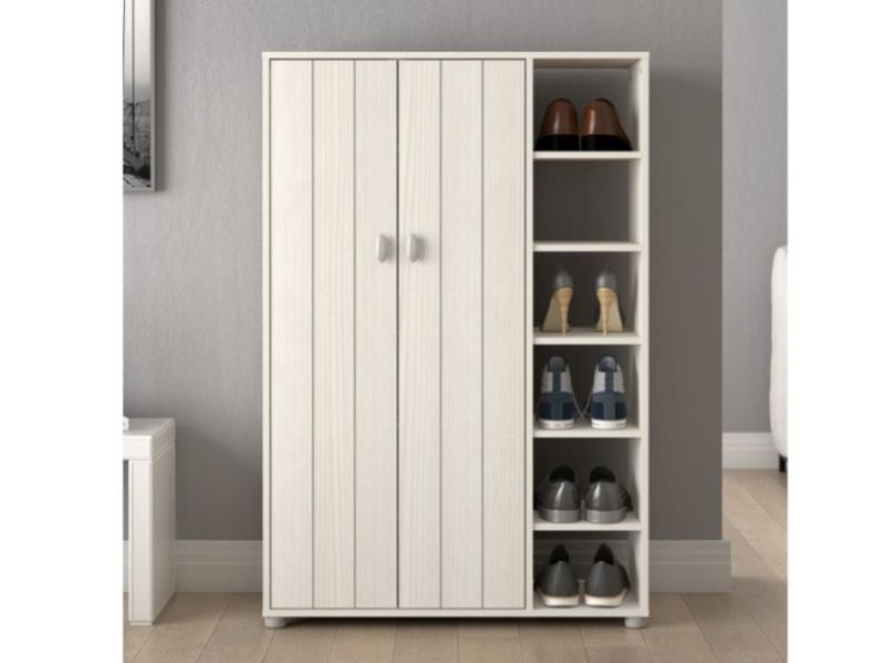 GFW Bideford Tall Shoe Cabinet White