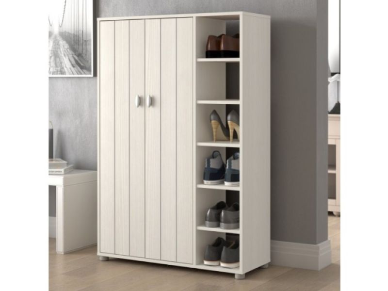 GFW Bideford Tall Shoe Cabinet White