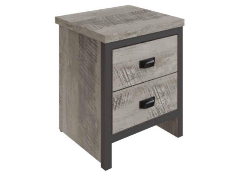 GFW Boston 2 Drawer Bedside Table in Grey