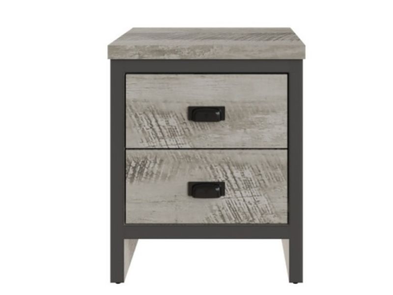 GFW Boston 2 Drawer Bedside Table in Grey