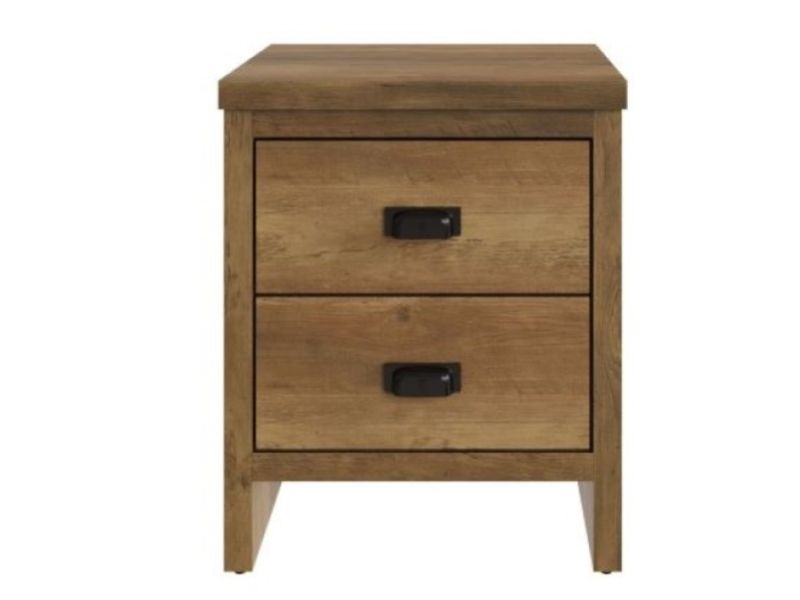 GFW Boston 2 Drawer Bedside Table in Knotty Oak Finish